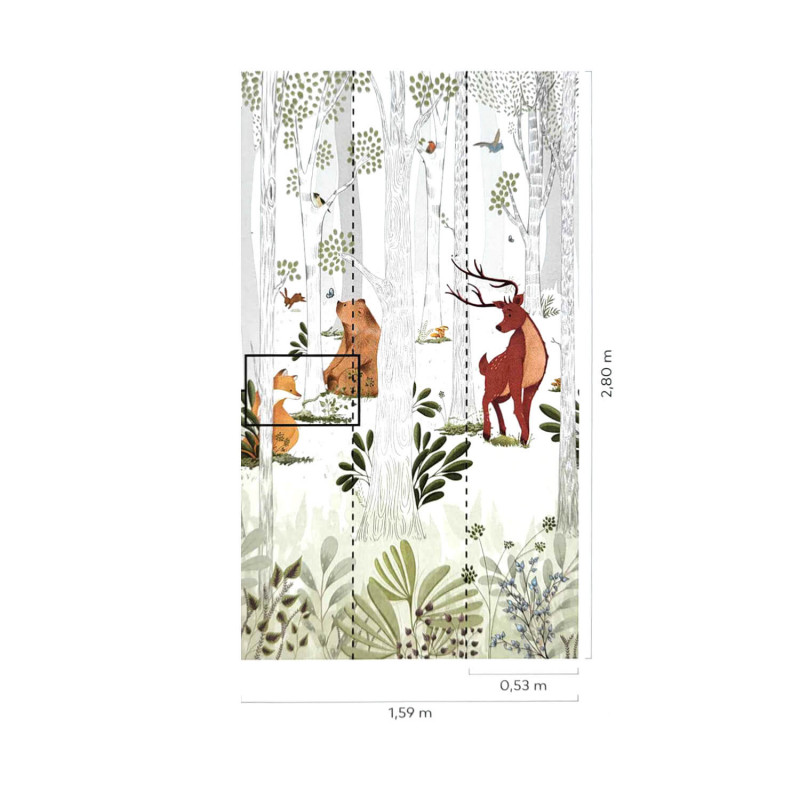 Panoramique vinyle sur intissé enfant ANIMAL KINGDOM - Life par Grandeco - A73301