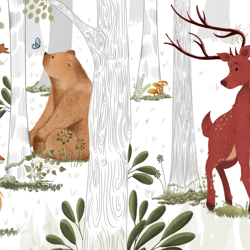 Panoramique vinyle sur intissé enfant ANIMAL KINGDOM - Life par Grandeco - A73301