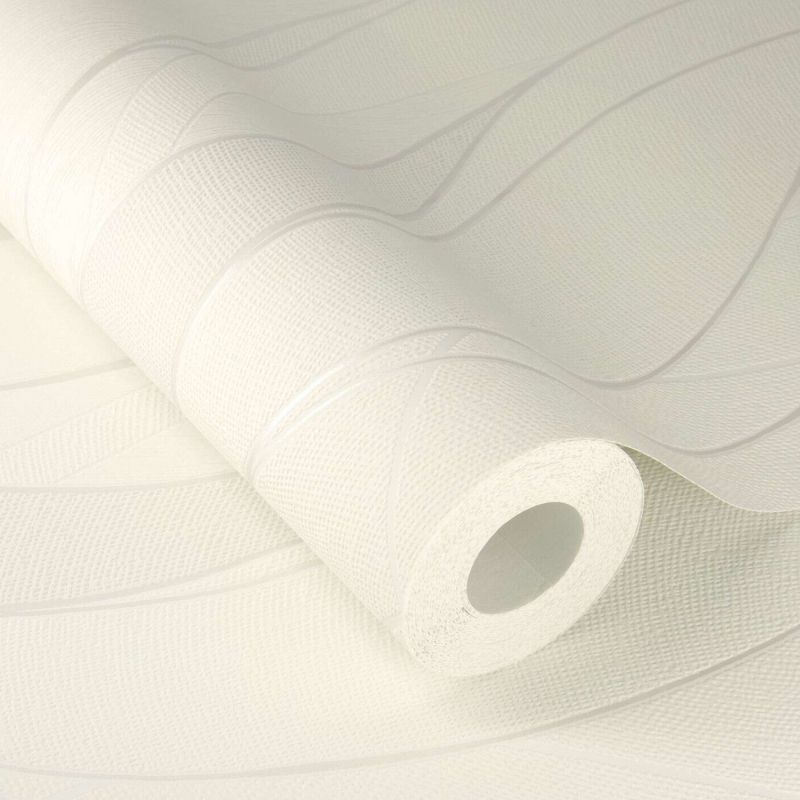 Papier peint intissé géométrique gris et argenté GRAPHIC WAVES - Sélection par Rasch - 429831