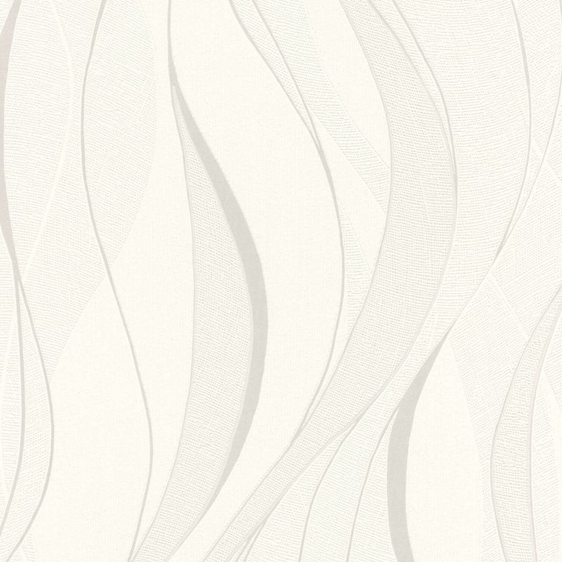 Papier peint intissé géométrique gris et argenté GRAPHIC WAVES - Sélection par Rasch - 429831