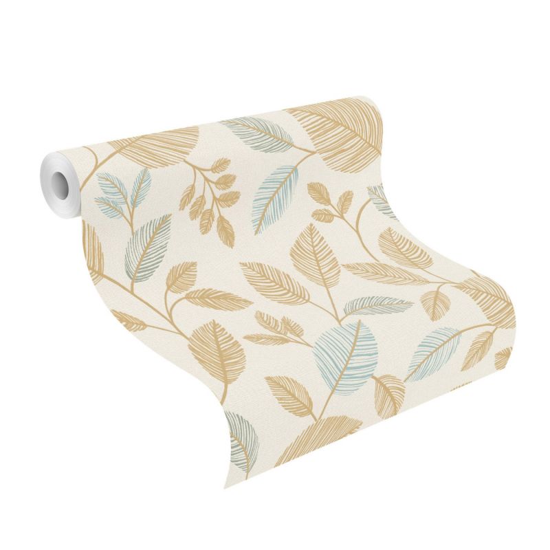 Papier peint intissé végétal camelet bleu AUTUMN - Sélection par Rasch - 582710