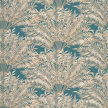 Papier peint vinyle sur intissé floral bleu et doré JARDIN D'ALHAMBRA - Nos Gravures par Caselio - 103026278