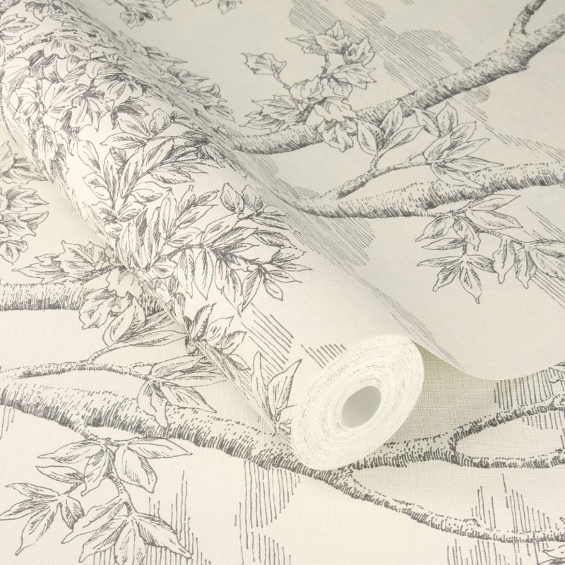 Papier peint intissé végétal gris fusain PAINTED FOREST - Sélection par Rasch - 581607