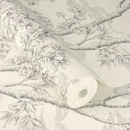 Papier peint intissé végétal gris fusain PAINTED FOREST - Sélection par Rasch - 581607
