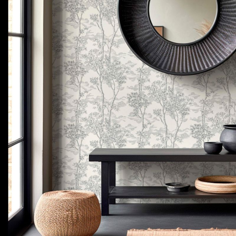 Papier peint intissé végétal gris fusain PAINTED FOREST - Sélection par Rasch - 581607