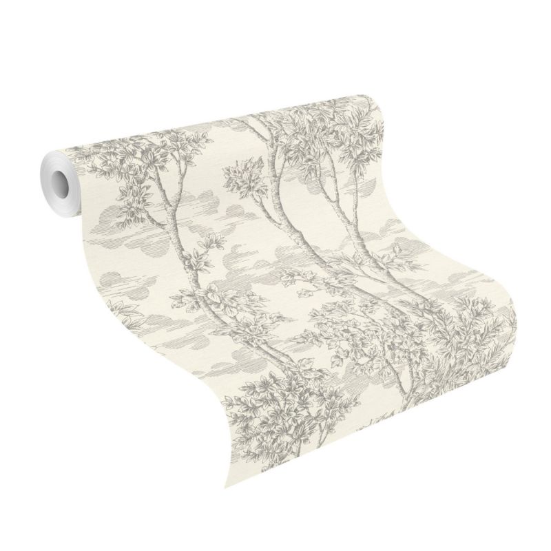 Papier peint intissé végétal gris fusain PAINTED FOREST - Sélection par Rasch - 581607