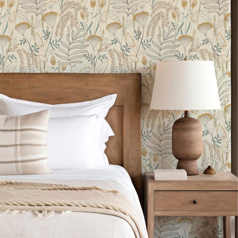 Papier peint intissé végétal camel et blau JARDIN LEGER - Sélection par Rasch - 583007