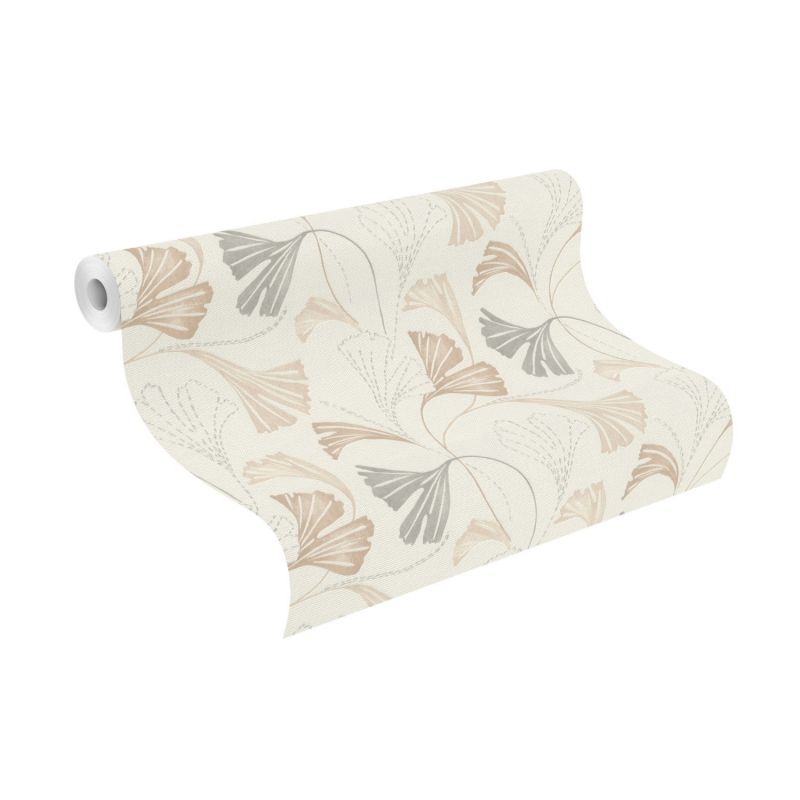 Papier peint intissé végétal marron et gris GINGKO - Sélection par Rasch - 581515