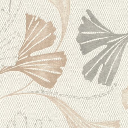 Papier peint intissé végétal marron et gris GINGKO - Sélection par Rasch - 581515