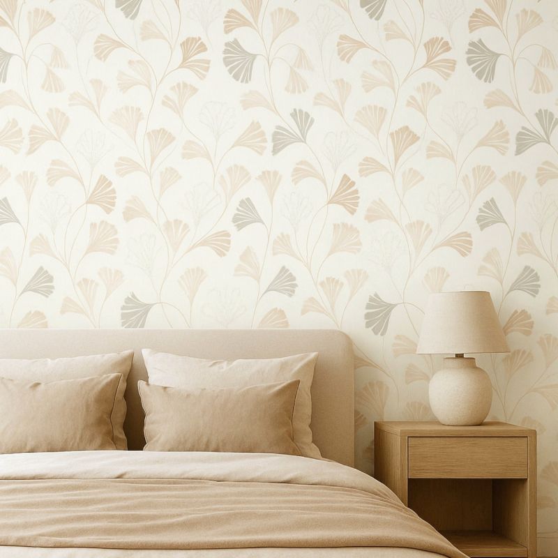 Papier peint intissé végétal marron et gris GINGKO - Sélection par Rasch - 581515