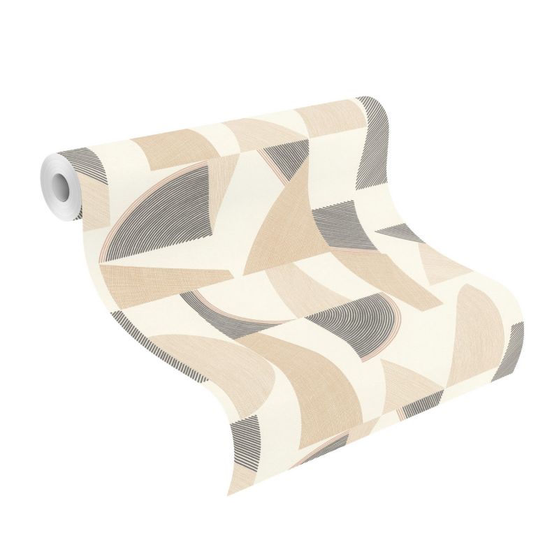 Papier peint intissé géométrique marron et noir ART ABSTRAIT - Sélection par Rasch - 793611