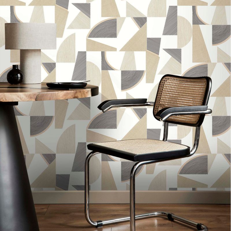 Papier peint intissé géométrique marron et noir ART ABSTRAIT - Sélection par Rasch - 793611