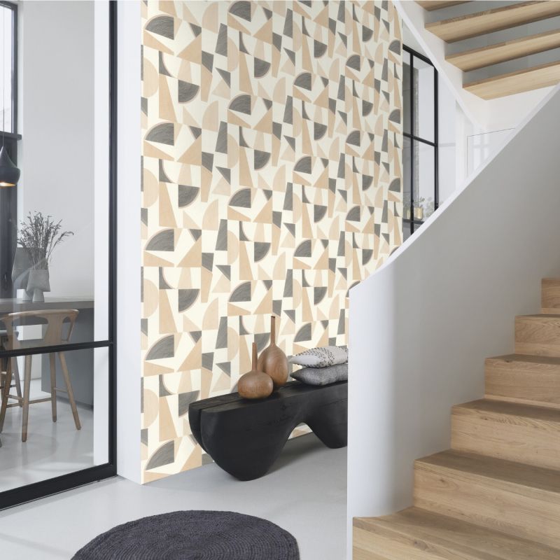 Papier peint intissé géométrique marron et noir ART ABSTRAIT - Sélection par Rasch - 793611