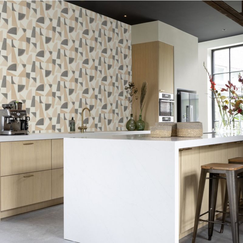 Papier peint intissé géométrique marron et noir ART ABSTRAIT - Sélection par Rasch - 793611