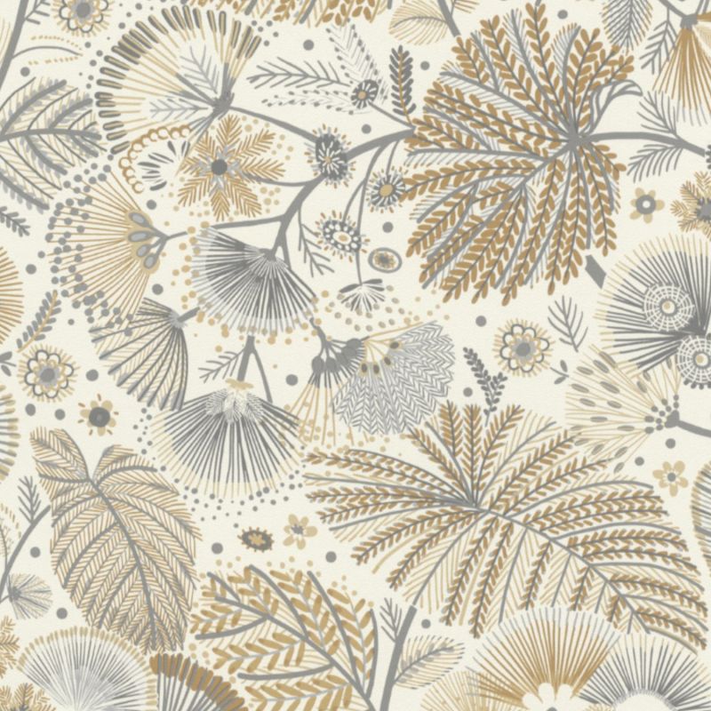 Papier peint intissé végétal gris et marron MELI-MELO - Sélection par Rasch - 693201