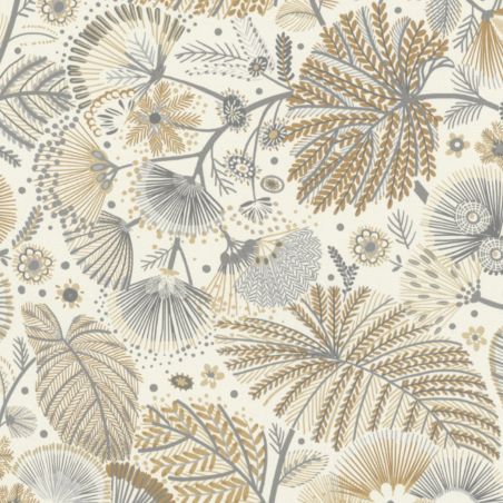 Papier peint intissé végétal gris et marron MELI-MELO - Sélection par Rasch - 693201
