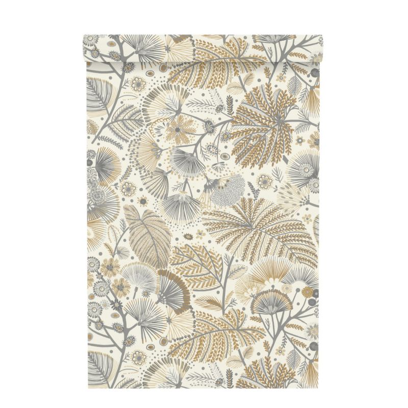 Papier peint intissé végétal gris et marron MELI-MELO - Sélection par Rasch - 693201