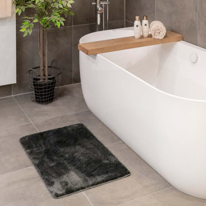 Tapis de bain - 50x78cm - Uni / Faux-uni anthracite Arizona par Hamat