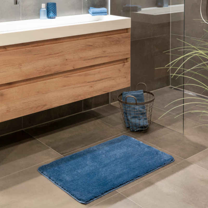 Tapis de bain - 50x78cm - Uni / Faux-uni bleu Arizona par Hamat