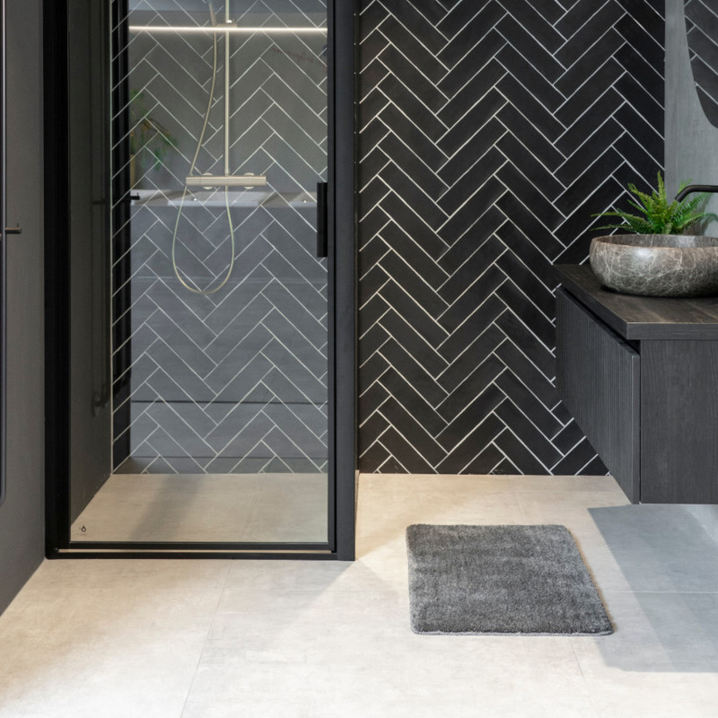 Tapis de bain - 50x78cm - Uni / Faux-uni gris foncé Arizona par Hamat