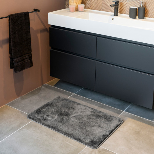 Tapis de bain - 50x78cm - Uni / Faux-uni gris foncé Arizona par Hamat
