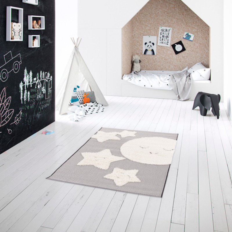 Tapis de salon - 120x170cm - Enfant gris et blanc RITUAL par Balta