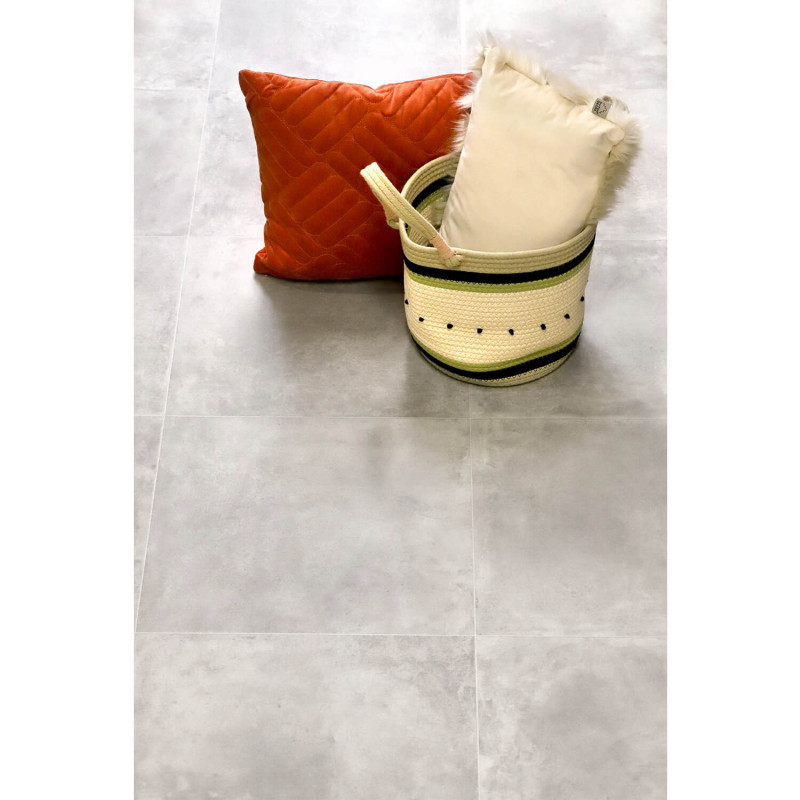 Sol Vinyle/PVC - 4m - carrelage gris et effet béton mat BURTON 583 - Essential Vigan par IVC