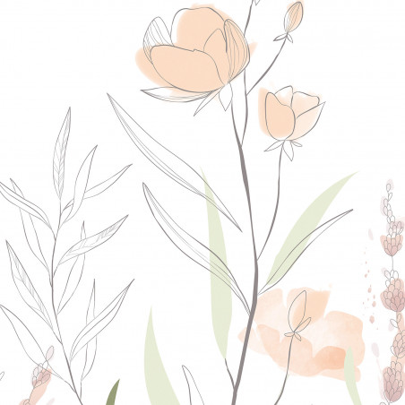 Panoramique vinyle sur intissé floral WATERCOLOR FLOWERS - Life par Grandeco - A83101