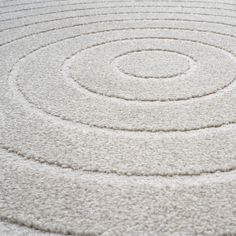 Tapis de salon - diam 160cm - Uni / Faux-uni blanc Trentino par Ragolle