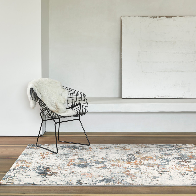 Tapis de salon - 160x230cm - Contemporain gris, corail et blanc Canyon par Ragolle