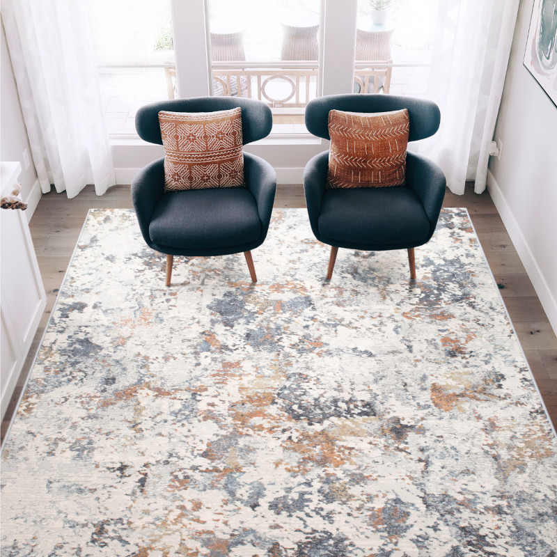 Tapis de salon - 160x230cm - Contemporain gris, corail et blanc Canyon par Ragolle