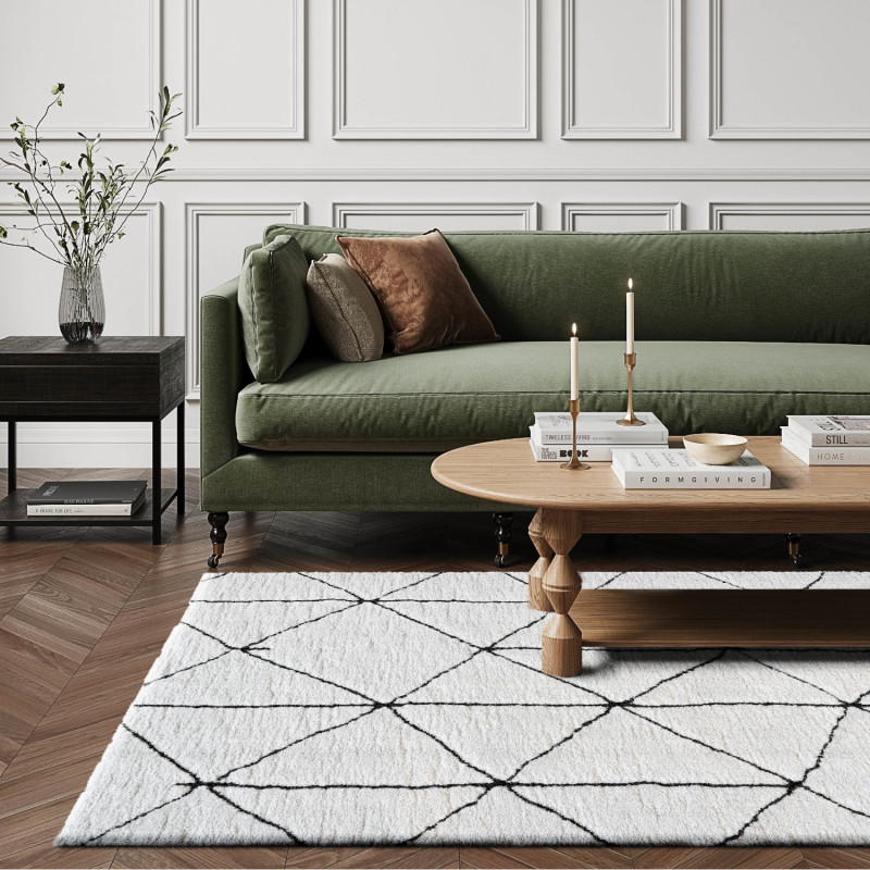 Tapis de salon - 133x195cm - Contemporain blanc et noir Masai par Ragolle