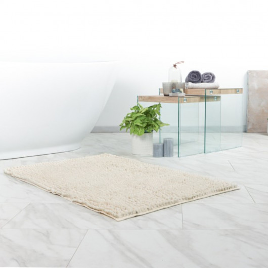 Tapis de bain - 67x110cm - Uni / Faux-uni ivoire Fluffy par Lalee
