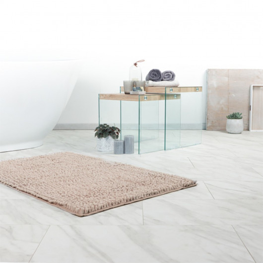 Tapis de bain - 67x110cm - Uni / Faux-uni taupe Fluffy par Lalee
