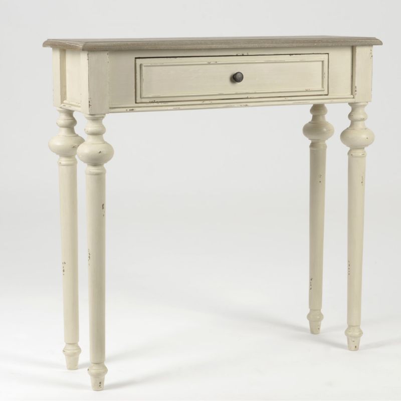 Console contemporain beige et bois miel - 80x28x25cm - LEGENDE par Amadeus