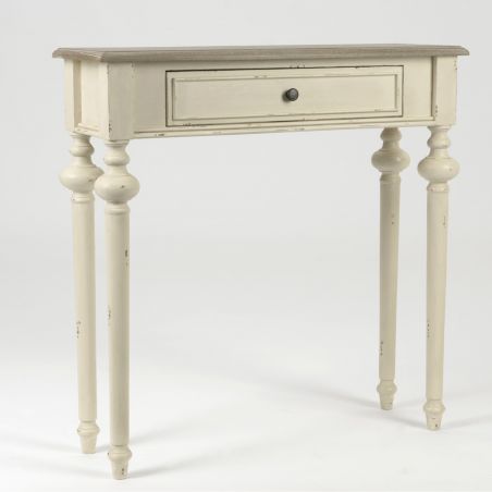 Console contemporain beige et bois miel - 80x28x25cm - LEGENDE par Amadeus