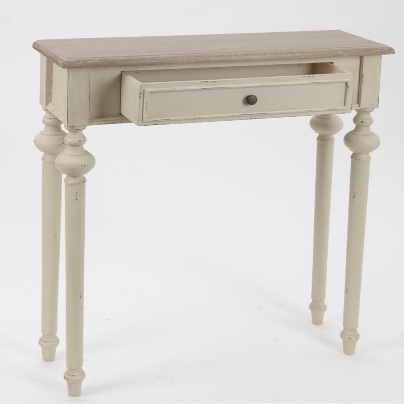 Console contemporain beige et bois miel - 80x28x25cm - LEGENDE par Amadeus