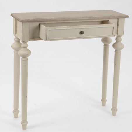Console contemporain beige et bois miel - 80x28x25cm - LEGENDE par Amadeus