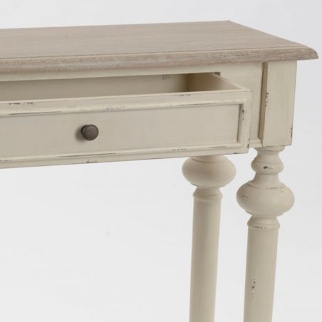 Console contemporain beige et bois miel - 80x28x25cm - LEGENDE par Amadeus