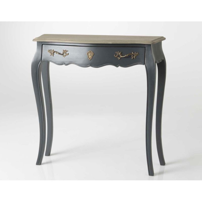 Console contemporain noir vieilli et bois clair - 80x80x25cm - MURANO CELESTE par Amadeus