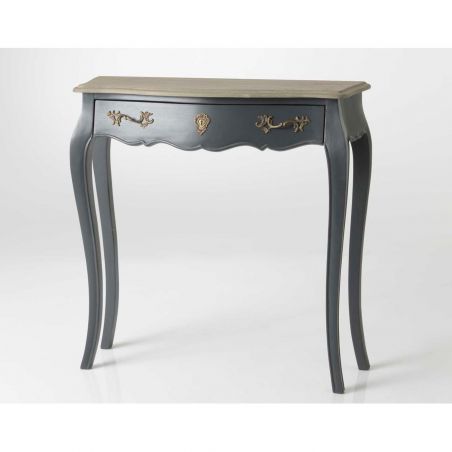 Console contemporain noir vieilli et bois clair - 80x80x25cm - MURANO CELESTE par Amadeus