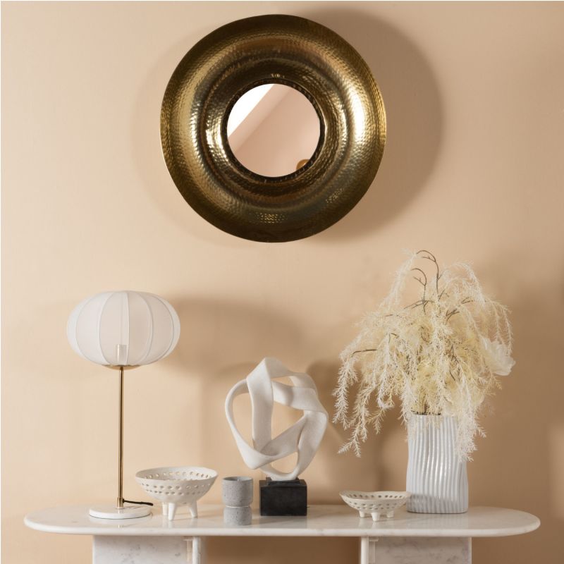 Miroir contemporain or - diam 61cm - CONCAVE par Amadeus