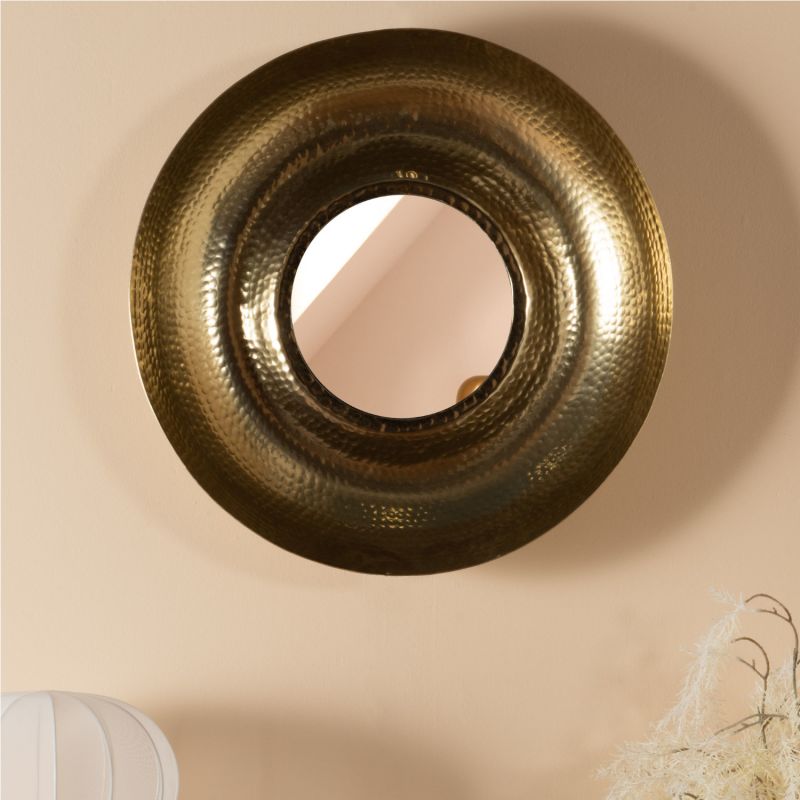 Miroir contemporain or - diam 61cm - CONCAVE par Amadeus