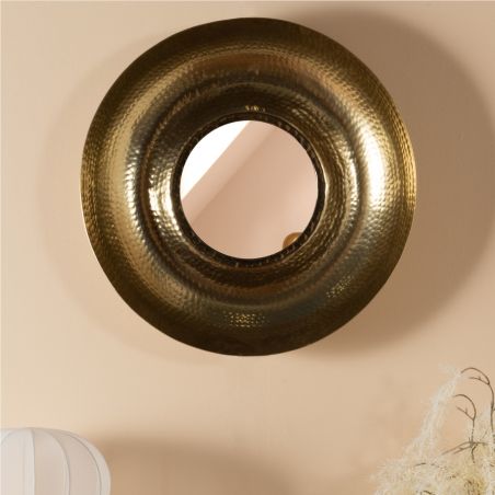 Miroir contemporain or - diam 61cm - CONCAVE par Amadeus