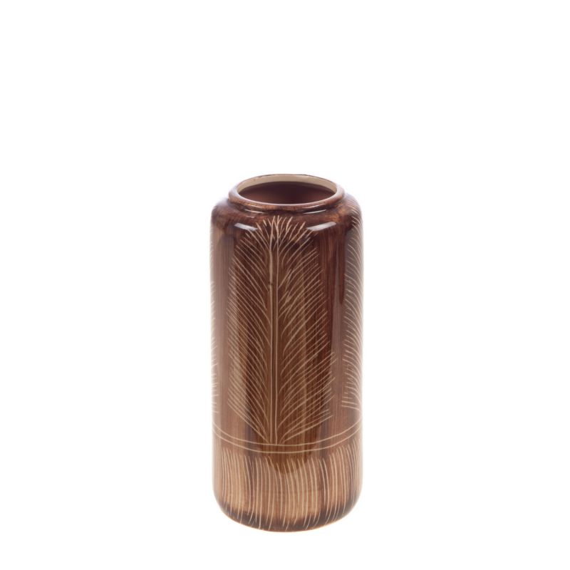 Vase contemporain rouille - 26x12x12cm - FEUILLE par Amadeus