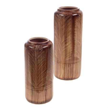 Vase contemporain rouille - 33x14x14cm - FEUILLE par Amadeus