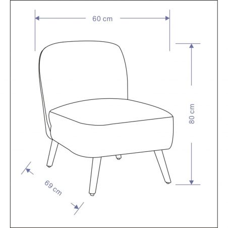 Fauteuil contemporain marine - 60x69x80cm - BUCOLIQUE par Amadeus