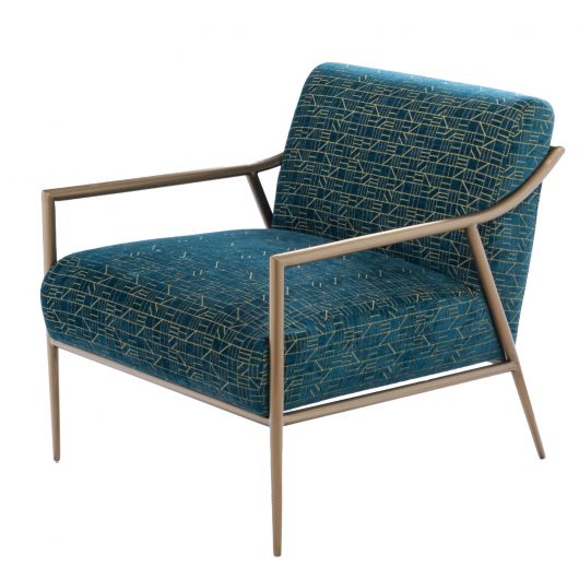 Fauteuil contemporain Bleu canard / métal beige - 67x77x70cm - TROPIQUE par Amadeus