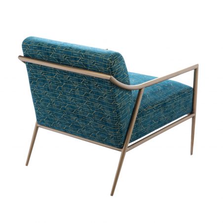 Fauteuil contemporain Bleu canard / métal beige - 67x77x70cm - TROPIQUE par Amadeus