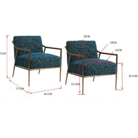 Fauteuil contemporain Bleu canard / métal beige - 67x77x70cm - TROPIQUE par Amadeus